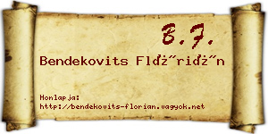 Bendekovits Flórián névjegykártya